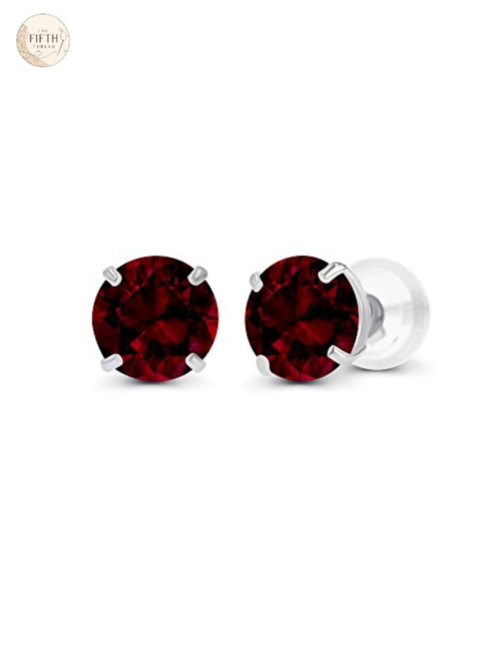 14K Gold 4mm Round Garnet Stud Earrings Prong Set Women